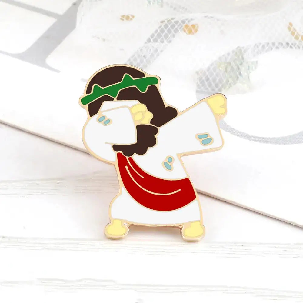 Cartoon Jesus Dab Pin